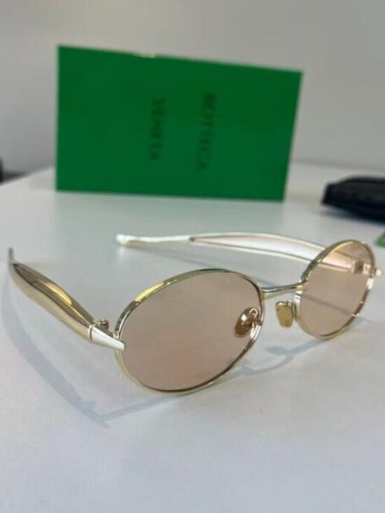 Bottega Veneta Gold Oval Sunglasses with Sculptural Temples main image 6